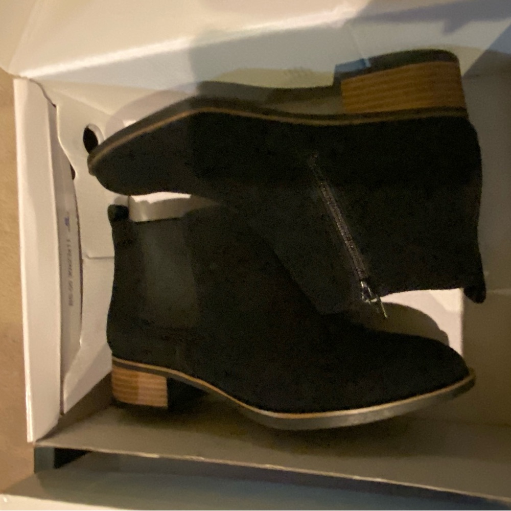 Black Ankle Boots with Rounded Toe and Low Heel